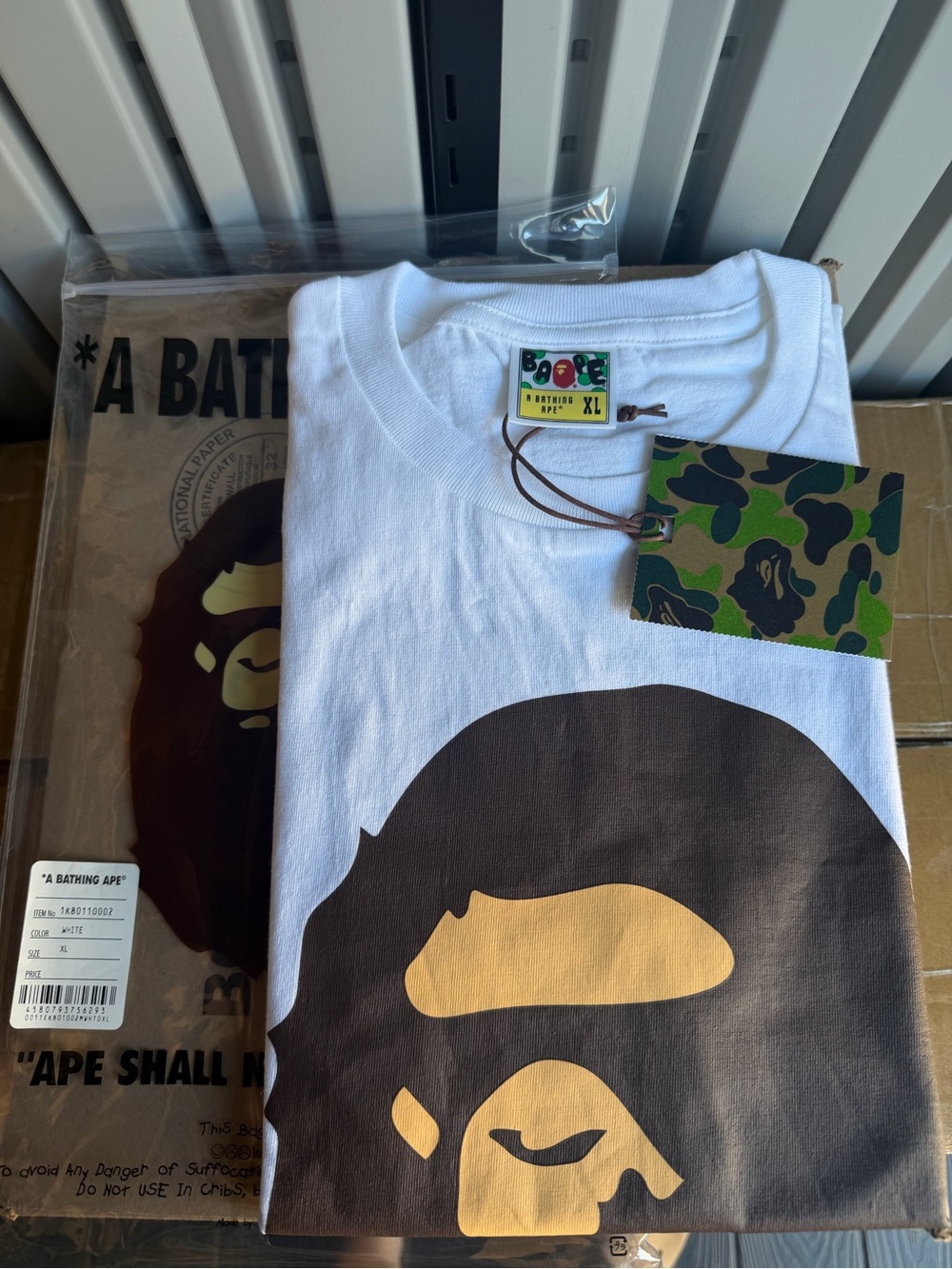 Bape big ape head white tee XL